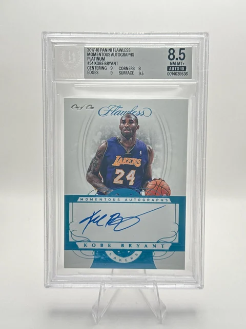 2017-18 Panini Flawless Kobe Bryant Momentous Autograph Platinum 1/1, BGS 8.5