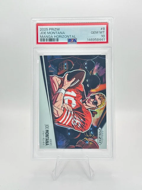 2025 Panini Prizm Manga Horizontal Joe Montana, PSA 10